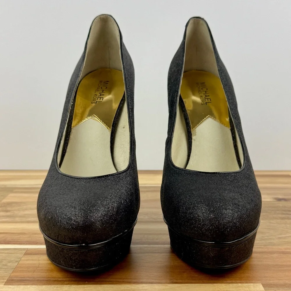 Michael Kors Black Glitter Platform Pumps Heels Party Evening‎ Shoes Womens 10